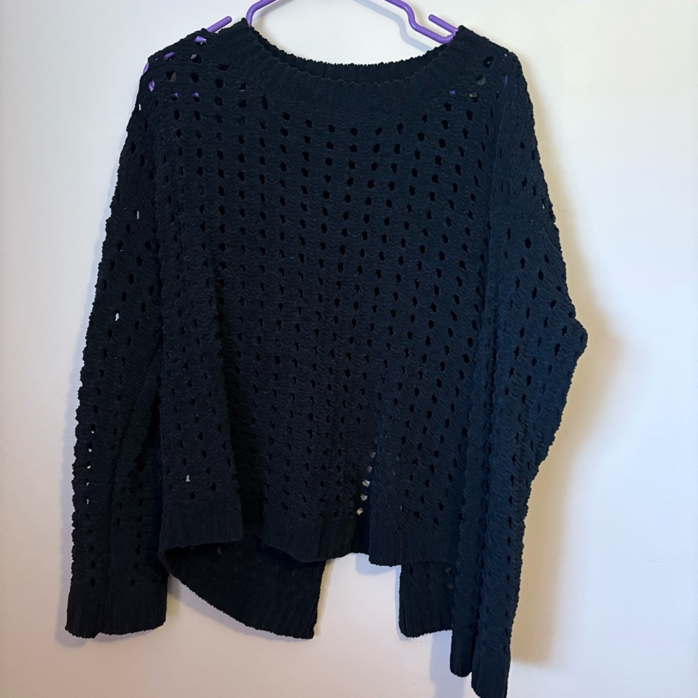 ❤️Love Marks Black Open-Knit Sweater